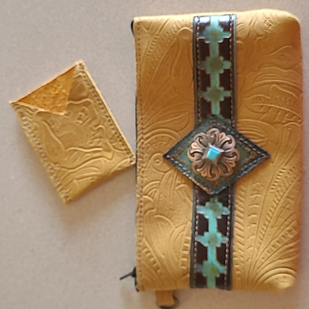 Genuine leather western bag and card holder.